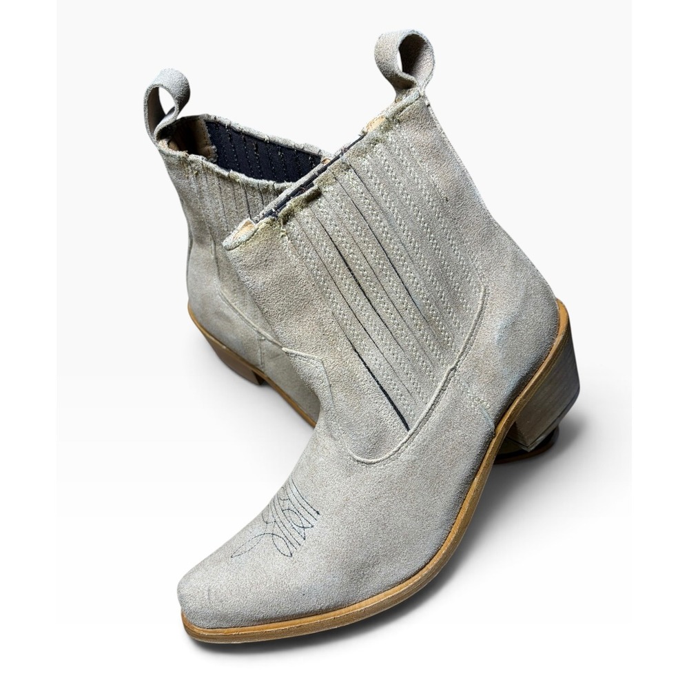 Agave Sky Paige Ringle Sand Suede Western Chelsea Ankle Boots Boho Womens 7.5
